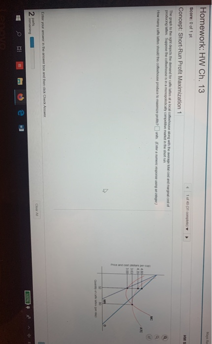 Mays Homework: HW Ch. 13 4 Score: 0 of 1 pt Concept: Short-Run Profit Maximization 1 of 401 complete HWS cost and cost of The
