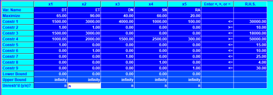x3 x4 Enter <, >, or- R.H.S Var. Name Maximize Constr 1 Constr 2 Constr 3 Constr 4 Constr 5 Constr 6 Constr 7 Constr 8 Constr