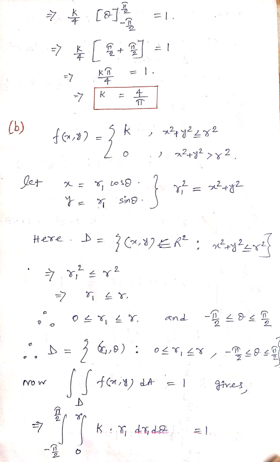 LEA (EIN =1 => 4 [0] => [@+ ] = 1 7 1 ka -7 k HE (b) 2 f(x,y) sk ; x²4 y ² 282 x² + y2 >82. 2 let x = loso ya = 1 sino. } 2²