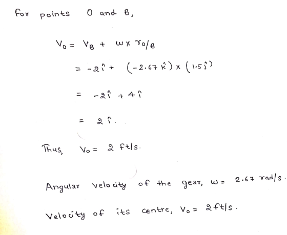 Fox Points and 8, Angular Velocity of the gea, γαd/s 2.6 Velodty of its centre, Vo2ftls
