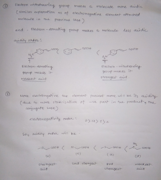 Electron withdrawing group makes a molecule more audie (similar explanation as of electronegative element attached. molecule