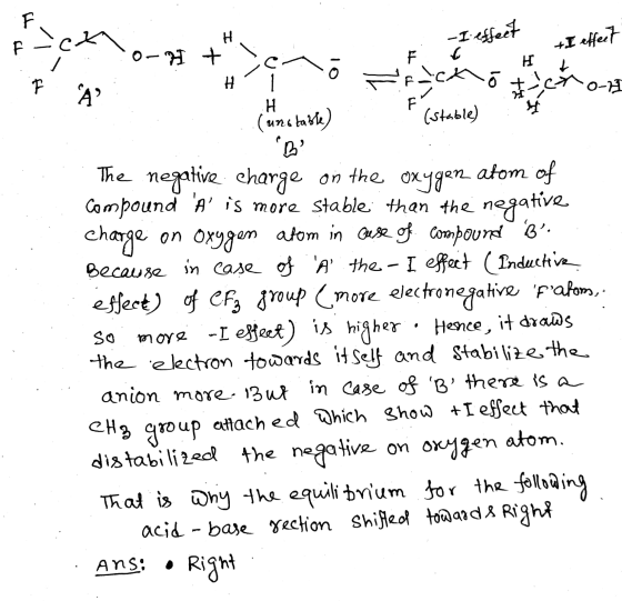 F H -I effect +I effect 0-H + f schoenen ai F H F o-H A H F on the oxygen on oxygen (unstable) (stable) B The negative cha