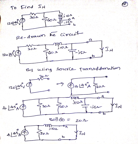 to find in o a SS Re-draws se circuit 2 By using source transforonation 2018 m. sausapan mnog ot Boll Go = zor m ind