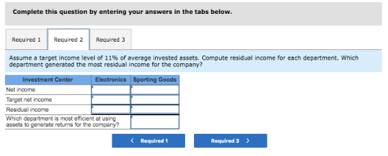 Complete this question by entering your answers in the tabs below. Required 1 Required 2 Required 3 Assume a target income le