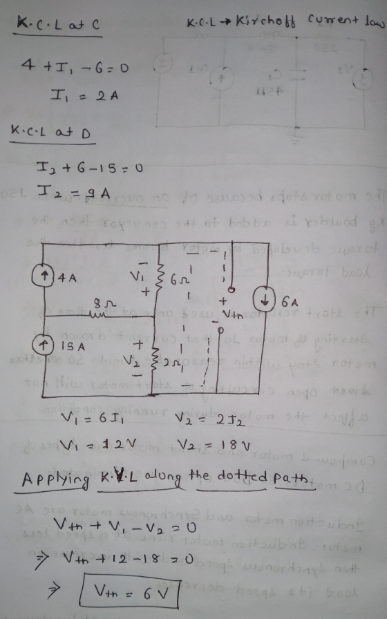 K.C.Late K.C.L Kirchoff current low 4 +I -6=0 I, - 2 A K.C.L at D I + 6-15-0 Oct I 2 = 9 A svo no to susred dota roton all YO