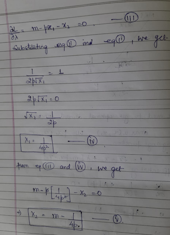 al. m-prev - X, 20 Substituting seqind - eq , we get 26 5xi = 0 452 from eq and (w we get one m-W | 4ks) - = 0 m . 42