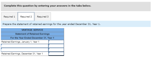 Complete this question by entering your answers in the tabs below. Required 1 Required 2 Required 3 Prepare the statement of