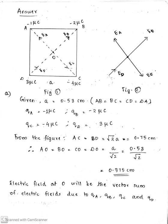 Answer -240 A-TRC o -*-> ----To- --- -- ad L TED liec ° 3mc a -4MC . Fig. O fig- o Given, a = 0.53 cm. ( AB = BC=CD=0A) qA =