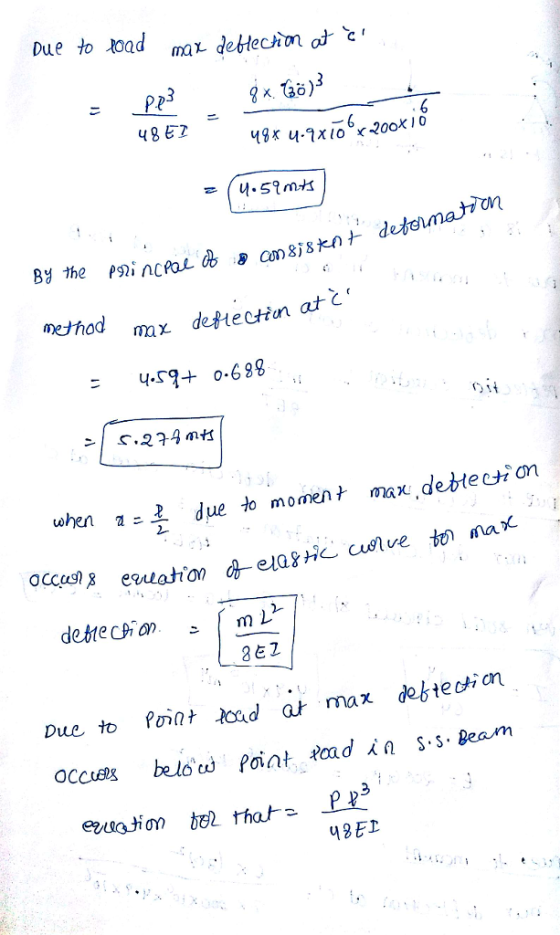 4867 u.7x meJhod max deftectin at 4.s2+ 0.698 uhen due to momenx debtesi on 2 BE
