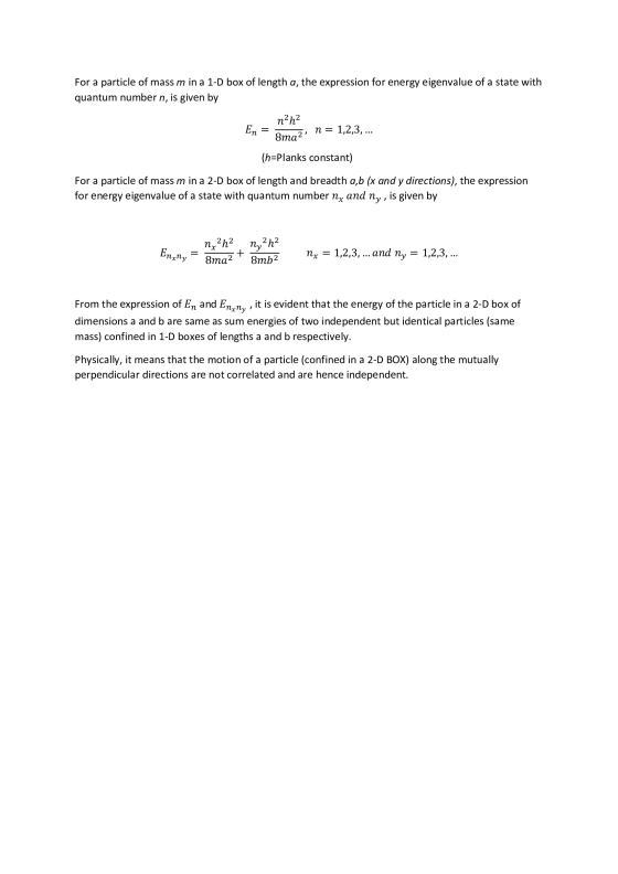 For a particle of mass m in a 1-D box of length a, the expression for energy eigenvalue of a state with quantum number n, is