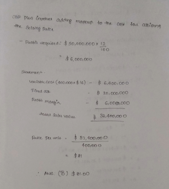 cost pus involucs the seccing price adding markup to the cost fou arriving - Puotet uequired: $ 50,000,000 x 12 100 $6,000,00