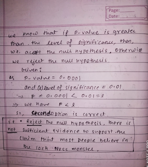 Page: Date: we enoco thot if p-value is greade we rijeit the nul hypothesi s andre)Revel약-Significance 드 О.01 not Sufficient