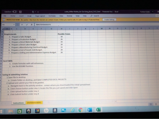 Tichina Scales S E AutoSave A 8 - = scales_Miller-Nobles_6e-12e-Using Excel_Ch22_Start - Protected View - Excel The Home Inse