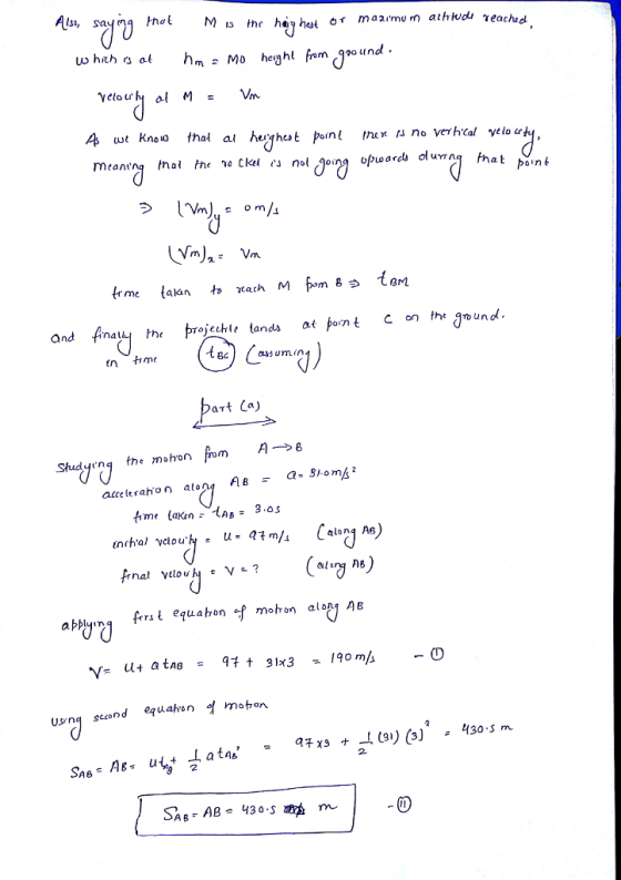 lsa, sa rm 久 and fina the ojechle lands at pont C the gnunod. and finally he Вс art Ca) atcelerahon alo at m/1 Calon1 Ав) u- InchaTyclou.ly Us nq scond equahen moton