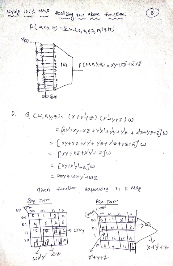 using 16 in Mur sealizing the above function F (W xy, z) = Em (2, 4, 6, 7, 12, 14, 15) A h 16:11 F(W,X,Y17) - Xy+x3+wYZ it th