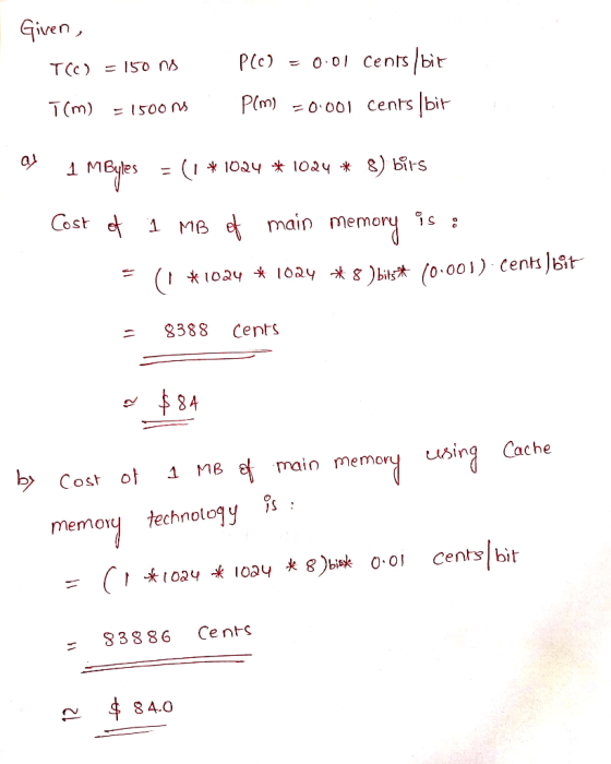 iven P(c) o ol Cents bit ך(m) Pir) -О.ool Cents |bir : 1500n Cost 1 MB d main memory : 8388 Cents 2Cost o e et main memory us