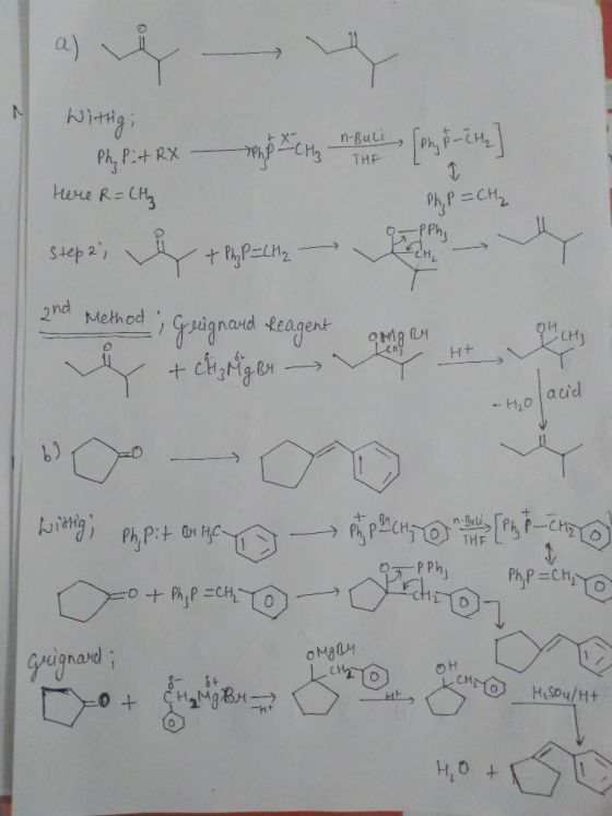 Wittigi Phypit RX & Clyn Buli [on 8 -cth] Here R=CH₂ PhyP =CH₂ on Step 2 i and Method ; Grignard Reagent H2O acid + birting)