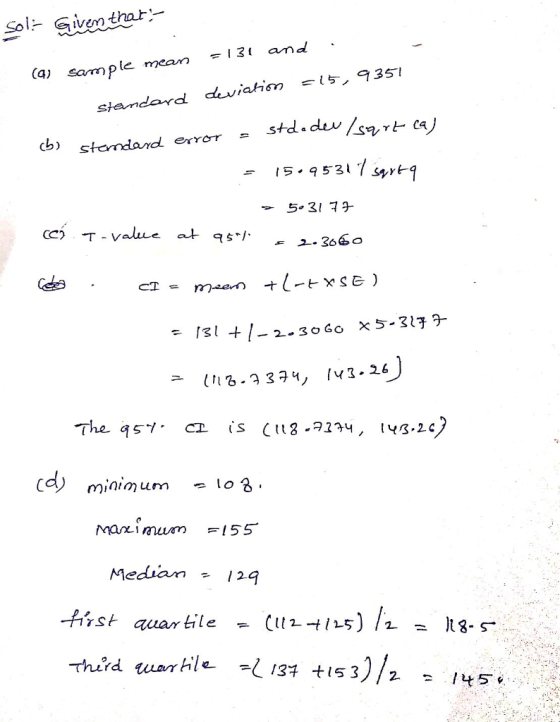 SolGivem that and ) e Sample meam - I31 am cb stondand error std.deu/sr- (a cdy minimum - lo 3 Median12q