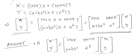 x= (cost) x + Ctanty y = (a+b+3)xt lety * cost x + thort y Carbt) x + ety - cost tant atbt et х ฯ = yl 16] [] x cost tant An