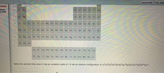 CALCULATOR FULL SCRE URCES ctron n and 2 UBe N OF Ne B C 3 Na Mg SCI Al Si Ar K Ca Sc T v Cr Mn Fe Co Ni Cu Zn 0a Ge As Se 4