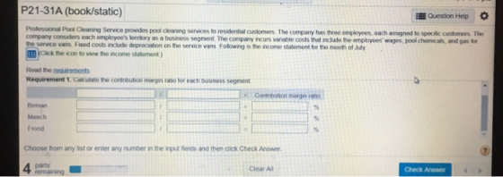 P21-31A (book/static) Question Help Professional Pool Cleaning Service provides pool cleaning Services to residential custome