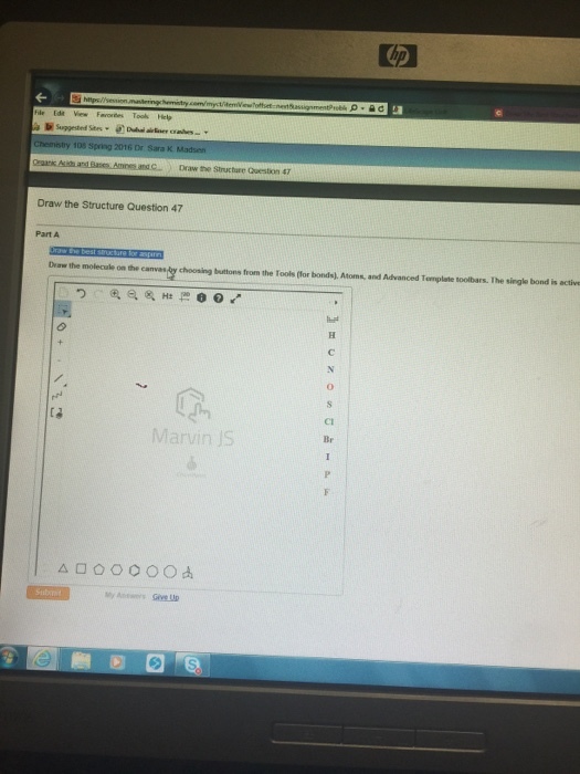 Draw the molecule on the canvas by choosing button