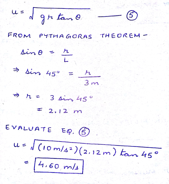 FROM PYTHA GORAS THEOREM 45° すん 3 .sin 450 2.12 m EVALUATE EQ.⑥ 2.12 m) tan 45 1,60 nlb