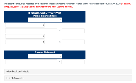 Indicate the amount(s) reported on the balance sheet and income statement related to the futures contract on June 30, 2020. (