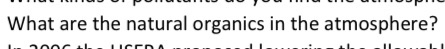 What are the natural organics in the atmosphere? JOUL VUJJ1 . T 11.