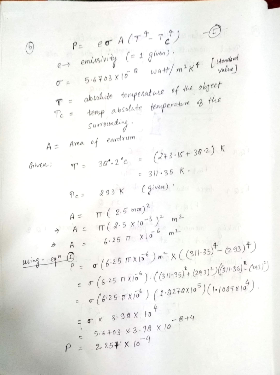 valut) Tc= tensp absolute temperature db the Surrounding GrivenT 311-35 K fc 293 KCgin) A TT 2 6.25 п x10, 6 m2- 5. 6 703 x 3.7& X lo