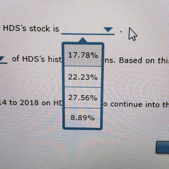 HDSs stock is of HDSs bist | 17.78% Ans. Based on this 22.23% 27.56% 14 to 2018 on Hd o continue into th 8.89%