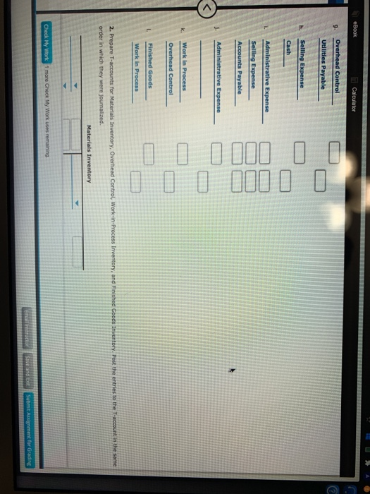 eBook Calculator 9. Overhead Control Utilities Payable h. Selling Expense Cash Administrative Expense Selling Expense Account