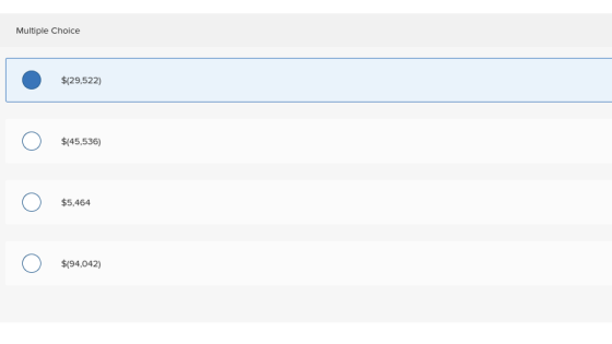 Multiple Choice $(29,522) $5,464 o $(94,042)