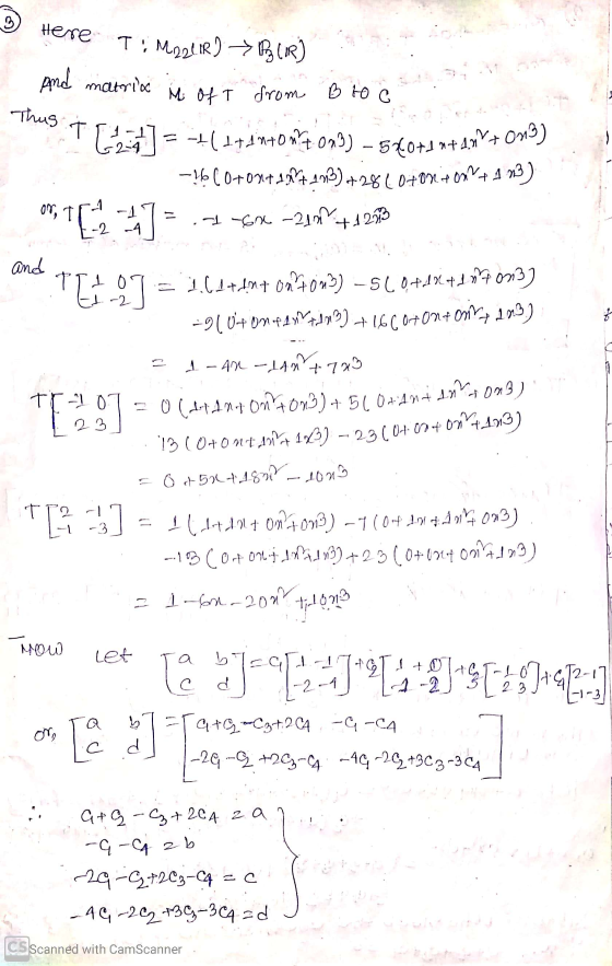 Here And matria Thus o Mi of T from B to Ċ TE] = -4(174970*7023) - 540+4 07291 + 003) -16C0+on+1977 293) +28(0:700 +on+ 1 93)
