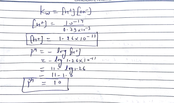 UNIVDIUN LUU kw - Enth fon) [nt] = 1 0 1 1 3 Jo-14 0.79x10-3 that) - 1.26X10-| ph = - long lit+] z log 1.266 lol AS Il-1.8