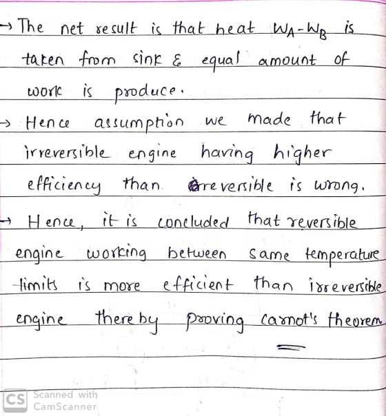 we → The net result is that heat WA-Wp is taken from sink & equal amount of world is produce → Hence assumption made that irr