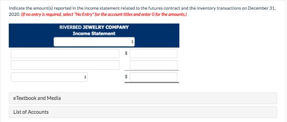 Indicate the amount(s) reported in the income statement related to the futures contract and the inventory transactions on Dec