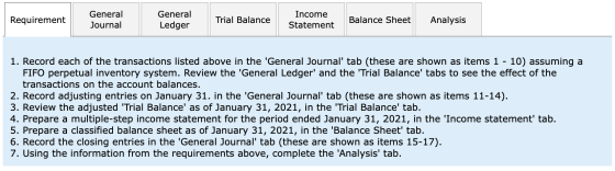 General General Income Balance Sheet Trial Balance Requirement Analysis Ledger Journal Statement 1. Record each of the transa