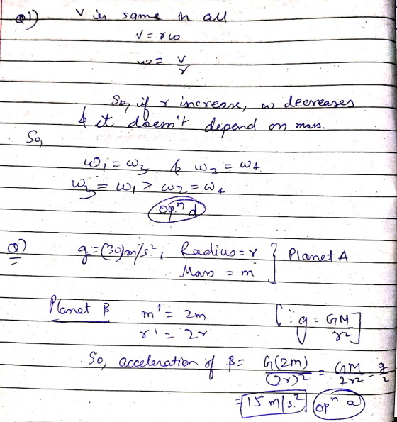v in same in all N=80 r increase, w decreases dit doent depend mmons So, wie wz 4 w z = wa. W = wi> wzow opad g = (3/m/s Rad