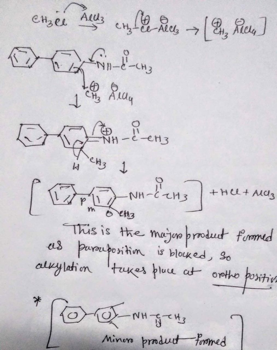 etizle All cyfle du 18 decre] -NA-C-(H₂ eet3 in o eta This is the major product formed as para position is blocked, so alkyla