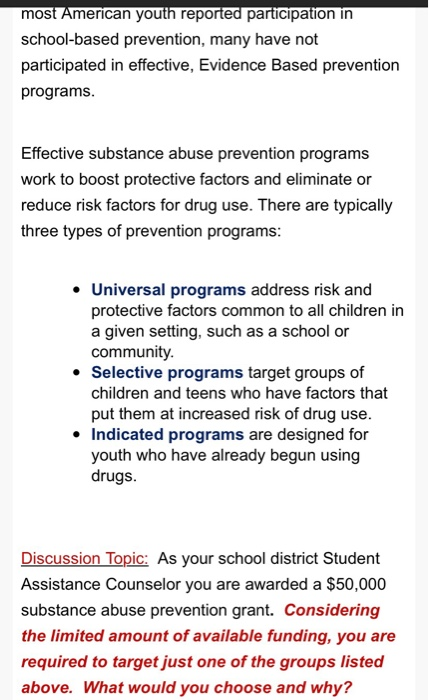 most American youth reported participation in school-based prevention, many have not participated in effective, Evidence Base