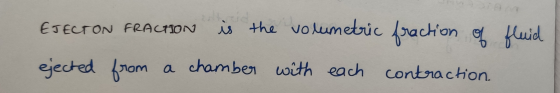 fluid EJECTON FRACTION is the volumetric fraction of ejected from a chamber with each contraction.