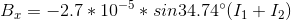 B_{x}=-2.7*10^{-5}*sin34.74^{\circ}(I_{1}+I_{2})