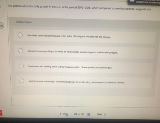 available until you dig in The pattern of productivity growth in the U.S. in the period 2010-2015, when compared to previous