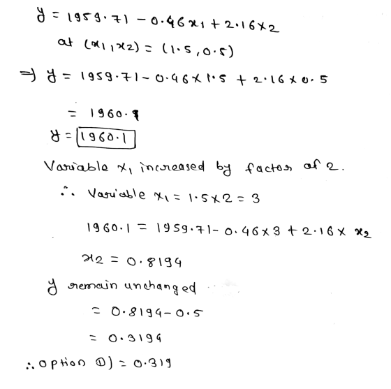 y = 1959.71 -0.46 21+ 201642 at Coll,32) = (105,0.5) =) y = 1959.71-0.46 Xpos +2:16 *0.5 - 1960.9 y=11960.1 Variable to incre