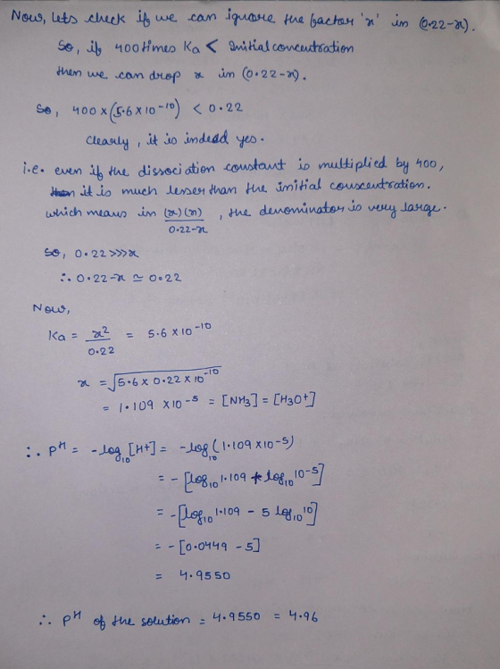 Now, lets check if we can ignore the factor a in (0.22-27). So, il 400 times ka< Duitial concentration then we can drop a i