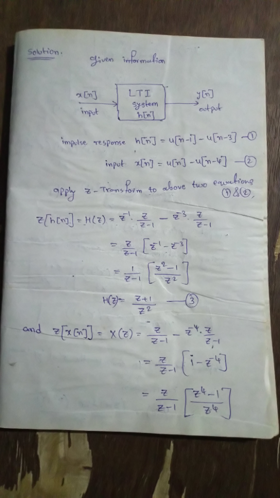 Solution LTI system hin out put impot impulse h[NJ-uh-1-ub-3]-O response apply 궁-Tron sform to dhove 규2 そ-1 곤-1