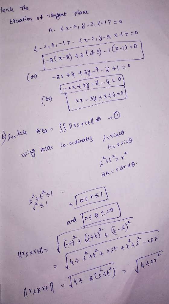  1 point consider the surface with parametric equations r s t st 