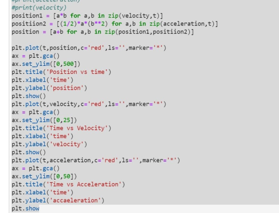TPI LILI UCCELEIUL LUI #print(velocity) position1 = [a*b for a,b in zip(velocity,t)] positiion2 = [(1/2)*a*(b**2) for a,b in