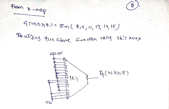 From K-map G1W,X,Y,Z) = Em (8,9, 11, 13, 14, 15) ing the above function using 16.1 muy HOV - G (W, X,Y,Z) to-dm 5 best soros